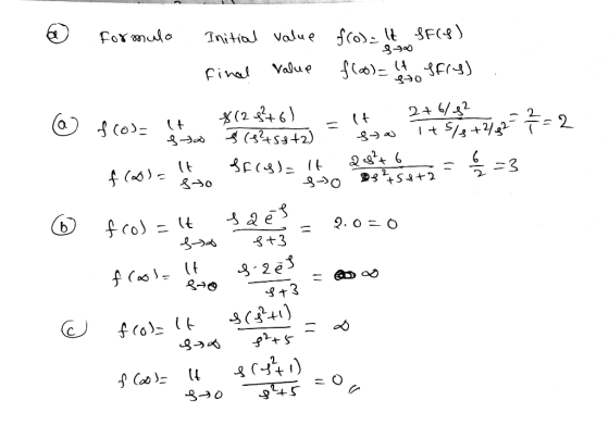 6 formula Initial value final value fro)= It SF(4) floo)= (1 2 III) 9700 & (2 4²+6) =1t . 276/92 e (32458t2) - sta its/3+2/8²