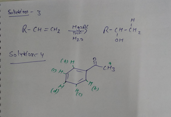 Solution - 3 Н R-CH=CH2 1 2 HOOAC THE H2o R-CH-CH₂ OH • Solytion-4 (6) H -CH3 (H GI H(c) (9) H