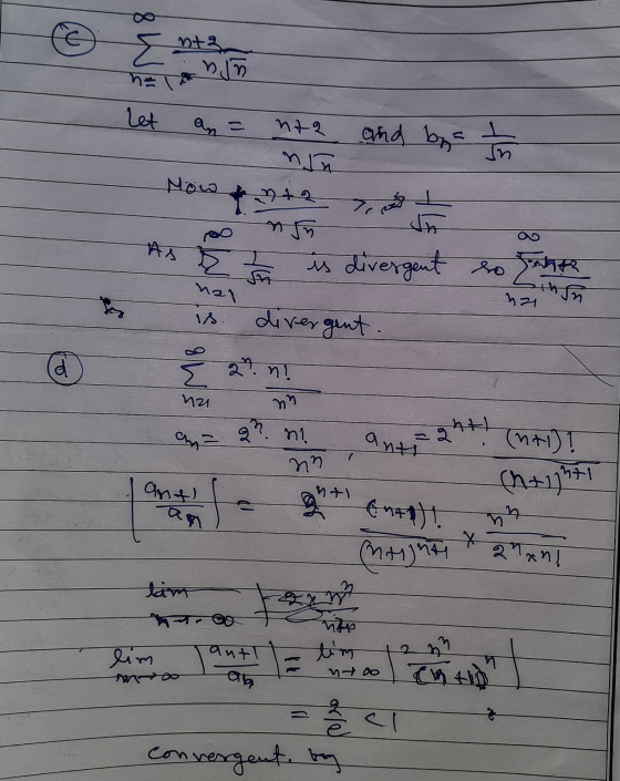 Entza nin and by a the dn 2² M Let an = nta Now 1 2 18 d 거리 a = Nn As I is divergent to Earth nan ethn na divergent . 8W 27 ๆ
