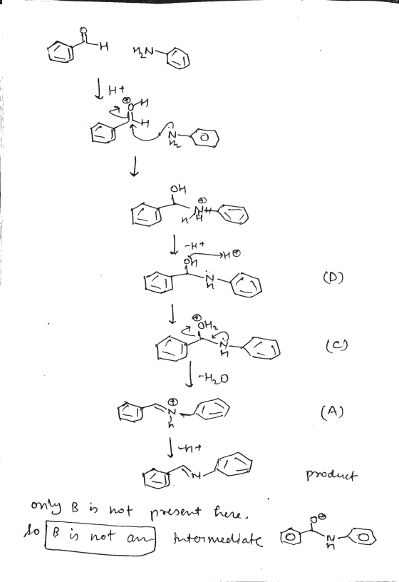 . Sta un MN- Lht N oh N H Itt (D) IZ POH (c) HO (A) Junt an product . only B is not present here sol B is not an Intermediate