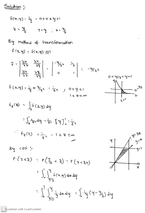 Solution : fem,y)- by cosxsyal z= y yay : x=1 / By method of transformation fizy) - 19.g) (T J = 1 oz / study l 1-1/22 % - le