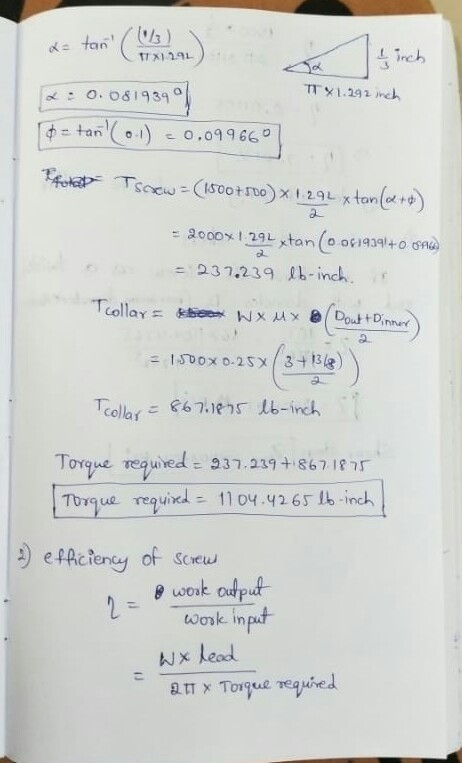 a= tan ((1/3) a inch Tx 1.292 inch x = 0.081939) * = tan (0.1) -0,099660 Pfoten Tsew=(1500+500) X 1.292 x tan(a+b) - 3000x1 2