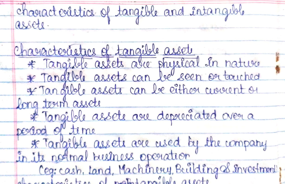 charact existics of tangible and intangible assets. characteodaties el tanqilole asete # Tangible askets avce physical In nat