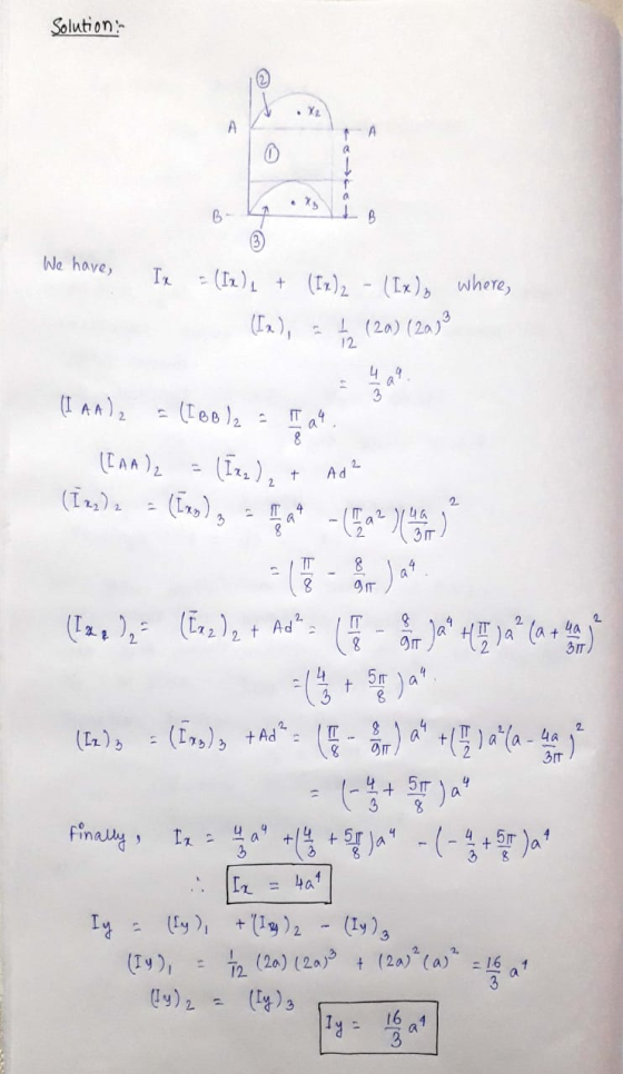 Solution: A A a X B B We have, Ix = (Ix) + (1x)2 - (1x), where, (1x), = (2.0) (29 IT 4 8 (Inn), 5(10o), (IAA)2 (is) - (in), -