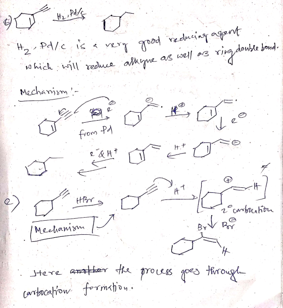 H₂, Palic is a very good no re is a very good reducing agent which will reduce double bond. allque as well as sing Mechanismi