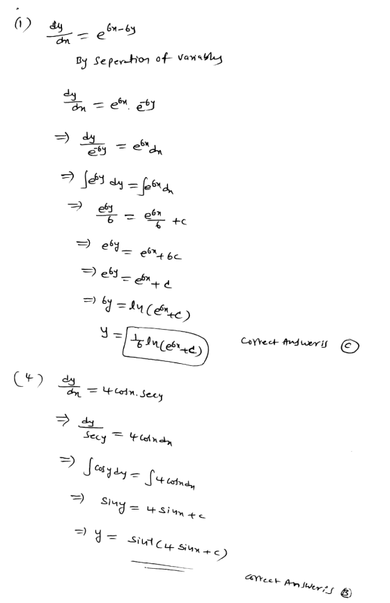 dy an = e Garby By Seperation of variably dy du een eby = dy ponan eby Joby dy = fonda ebylos - een 6 tc =) eby - pont6c =) e