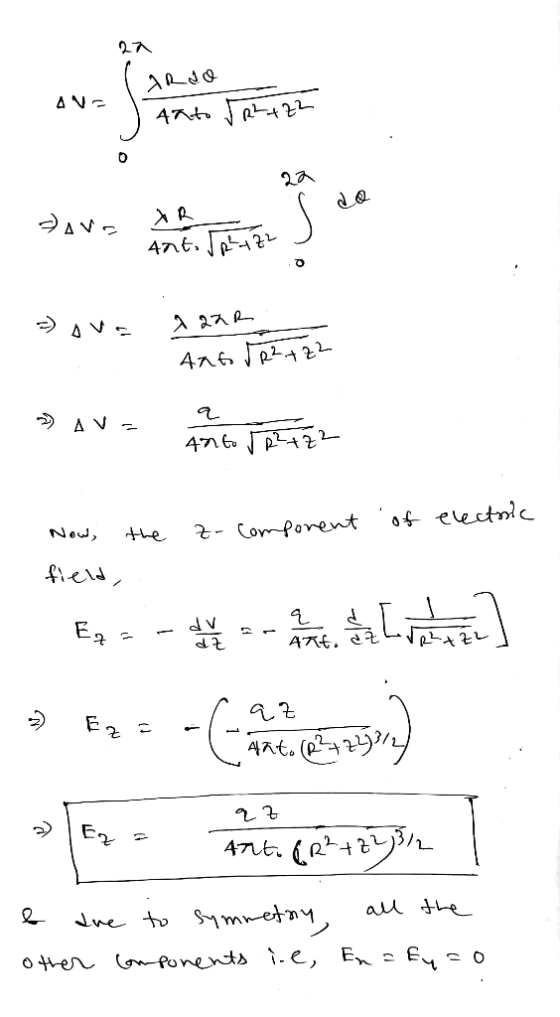 ardo 4tto J R2+22 AVE 4at. Jerz2 =) Ava a aar AntoTR2 +22 » Av= 2 to JP 122 of electric Now, the zr component field, a ďT dv