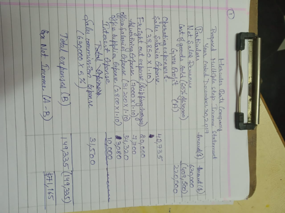 Amount ($) 630,000 (409,500) 220,500 Hercules Parts Company Proposed Multiple step Income statement Year Ended Docember 30, 2