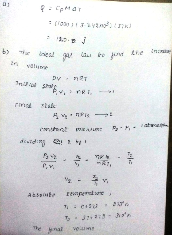 a) (1000 ) ( 3. %42003) 131K) : 120. law co kind the inoe bind the eal gas tn volume Inttial Stab Final state dividing ybi 1