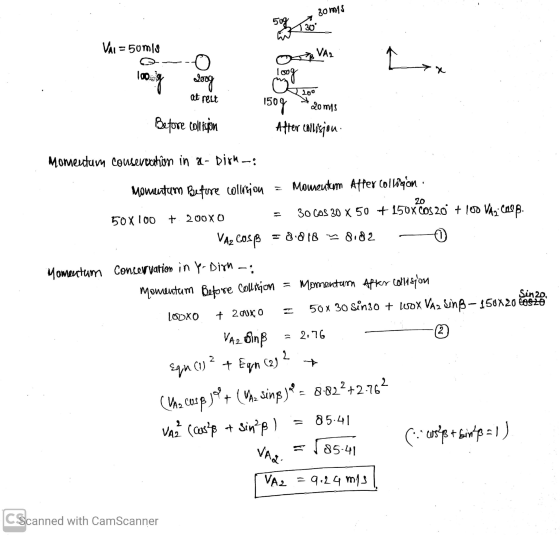 80 mis 50g 30 VAI = 50mis VA. L. 1oo.g loog at rest 200 2o mys Before collision 150g After collisjou. Momentum couseviction i