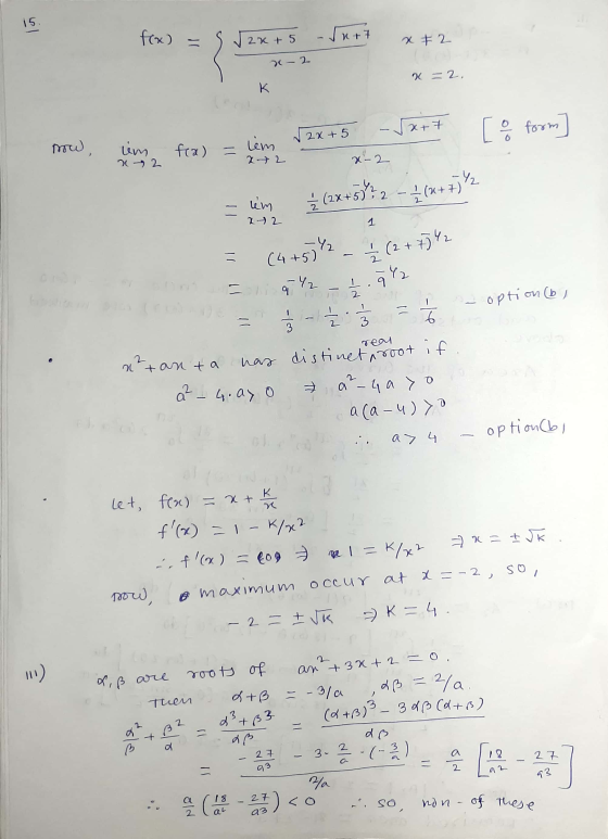 15 . fox) 2x+5 x + 7 x + 2 2 = 2 K x+7 [ o form 2x+5 now, um 2 → 2 fra) lem 22 x-2 -Y2 - 42 um xt 2 Ź (2x+5) 2 - 2(++) (4+5)