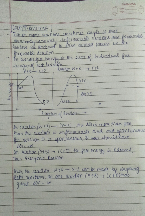 Jante COUPLED REACTIONS lwb or more reactions sometimes couple so that thermodynamically unfavourable riachons and favourable