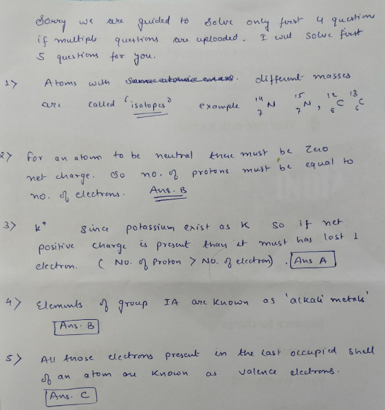 ucationィ S ques Honso you. ts 13 pe AI 6 2 for an atoe to be neutral k mus melr char mo Protons mu b Zuo ual ho 3sine potas h