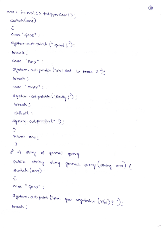 ans- i.nexlL).-toUppexCose Gusitch (ans case S0oD bxeak Case BAD. s tem. out printio! o4 to knous case okAY default Syste.