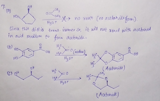 ta Ho OHH HOM, t fy no reun (no acetonide form). Hoot Since this di-elis trans- isomer so, it will not react with acetoned in
