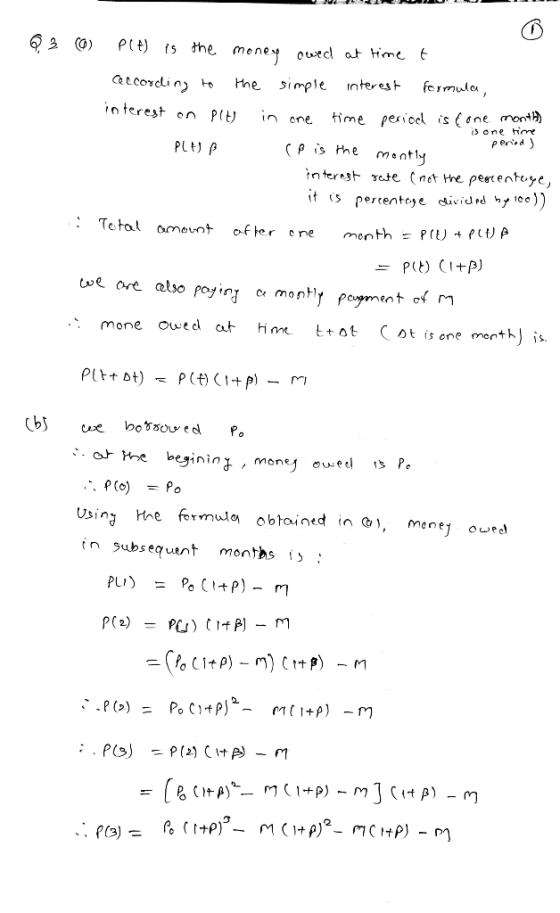 PI is the mene ouecl at time 6 2 O) Simple formula interest accorcin t interest on Plt Hne time perioel is (one mont in one o