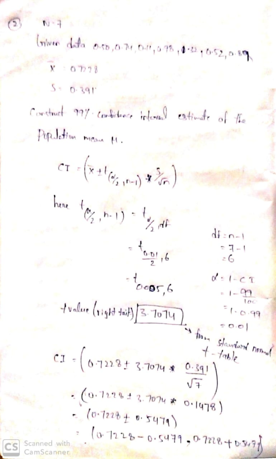 (river dola 6.50 ,0.74, 0.1, 0.78,0·23,0:52,0.3 S 0.391 Construct 92. comdistance intemul estimate of the Pop Jetion mpon M.
