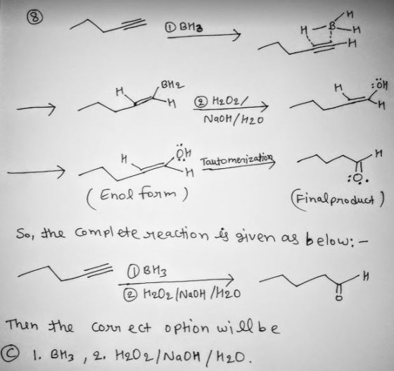 » Donos BM -H @ H₂02/ Noor/120 - ~ A Tauto merizationg n y (Enol form) . (Final product) So, the complete reaction is given a
