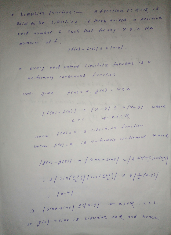ga i d to be lipschitz. ;f there exi2t,e a pasitive reol number c such that forany ..yin the olomain A * Every vead valiveel