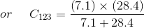 or\: \: \: \: \: \: C_{123}=\frac{\left ( 7.1 \right )\times\left ( 28.4 \right ) }{7.1+28.4}