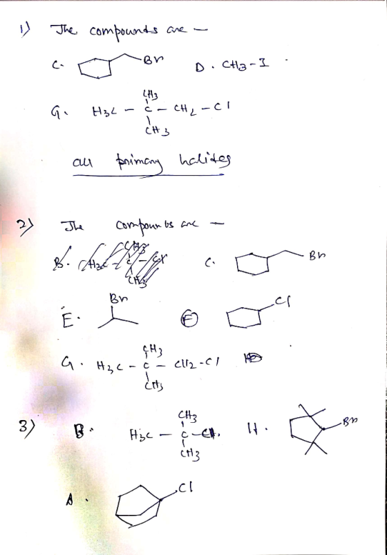 » The compounds cre - Corner D. CH2-3 LH3 H3L C- CHL-CT CH 3 . au primany halitas 27 The compounts are a X. cholitan como ÇH3