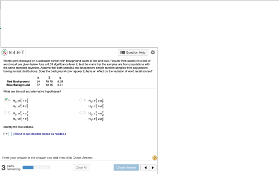 9.4.6-T EQuestion Help Words were displayed on a computer screen with background colors of red and blue. Results from scores