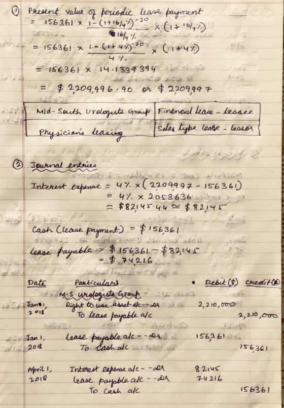 20 COS 47. Present value of periodic tease payment 156 361 * 1-(1+16149) X (it blys.) = 156361 x 1*(1+44 202 (1+41) 2012 -156