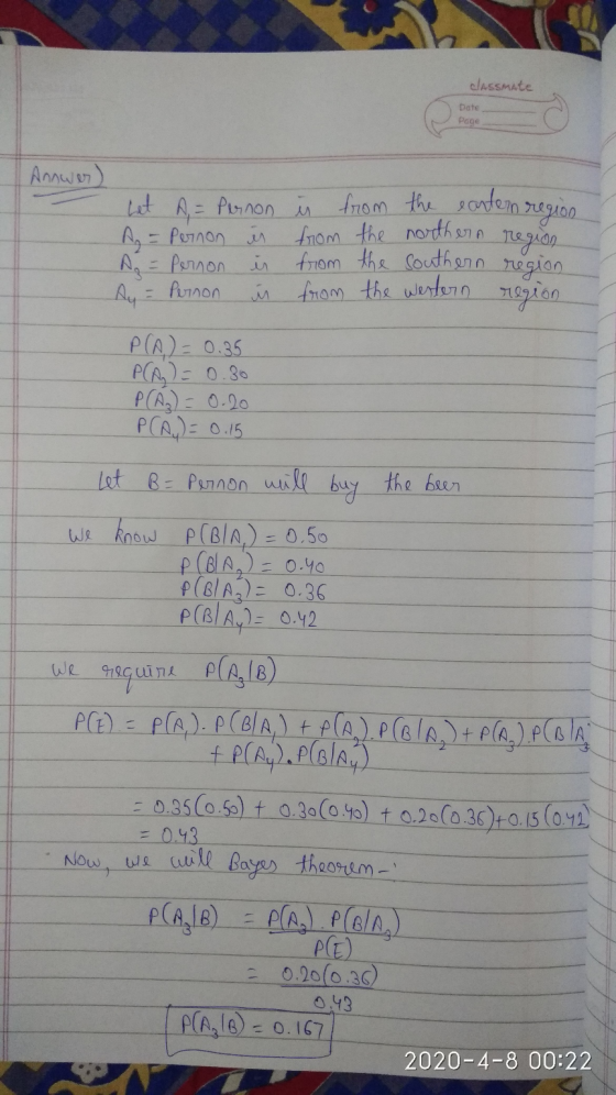 Assmate Date Page Answer) het A. = Pernon A = Person is A = Person is Ay = Pernon in is from from from from the eartern regio