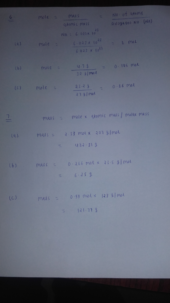 mole mau s No of cutoms tomic ma ss NA:6.033x 10 mole 6 023 x 1o3 mole 4-1 g. 146 moL mole 33.2 1 Imol 0 86 moL MRA S 二 molex qtomic mas / Molex mass us극 . 31子 b ) 1 779