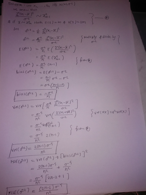 solution : cet x,,..... hy N(Mor) ve know that (2-37² Xn-1 & if y xm then Elx) = m & vey)=2m s Lot 22 ħ 8(x; -278² 2 = x (x -