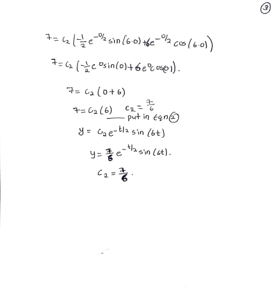 3 7=62 (the -0% sin (6.0) the-%cos Cos 16.0)) 7=C2 lite osin(0)+6eºcoson). 7= 62 (0+6) 7=62(6) ca = 3 - 5 put in tan y = ca e