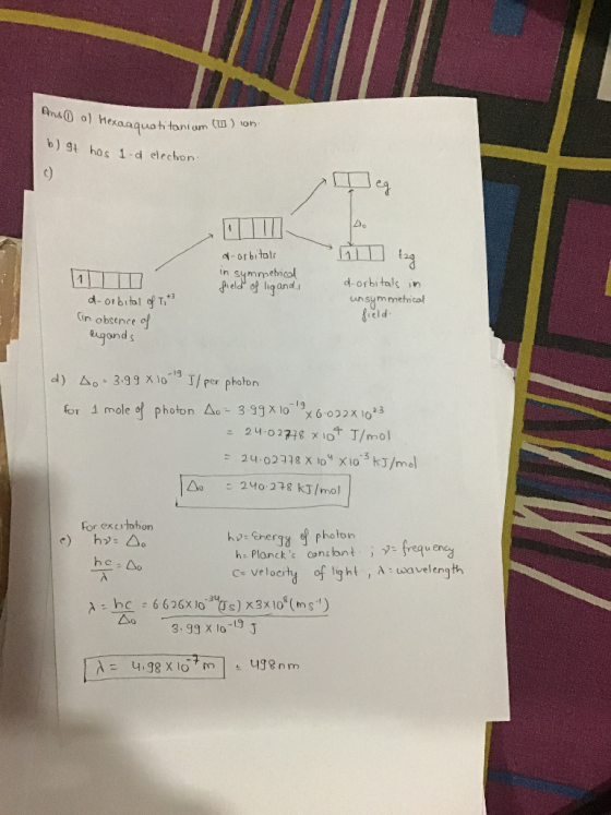 omso) Hexaequatitant nexaequatitanium (W) ion b) gt hos 1 d election- Il fag -orbitals in symmetrical field of ligands d-orbi