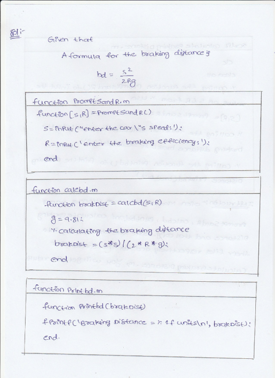 A formuta for the braking cdistance 2 R functton CsR)ProSandRC) end functior 81 end function Pnt bl. m end