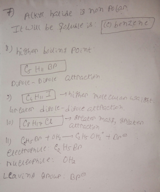Ttwil be Solubles benzene/ hi ther boiuins Poimt Dipole- Dipole attracten ir eare dio le-d iRove atthactien 六ーぅgreater masr,