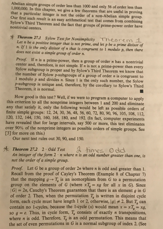 Abelian simple groups of order less than 1000 and only 56 of order less than 1,000,000. In this chapter, we give a few theore