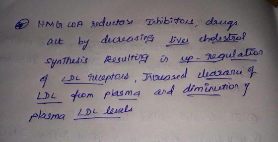 HMG COA reductase Thibitors, drugs act by decreasing liver cholestrol synthesis resulting in rep - regulation of LDL receptor