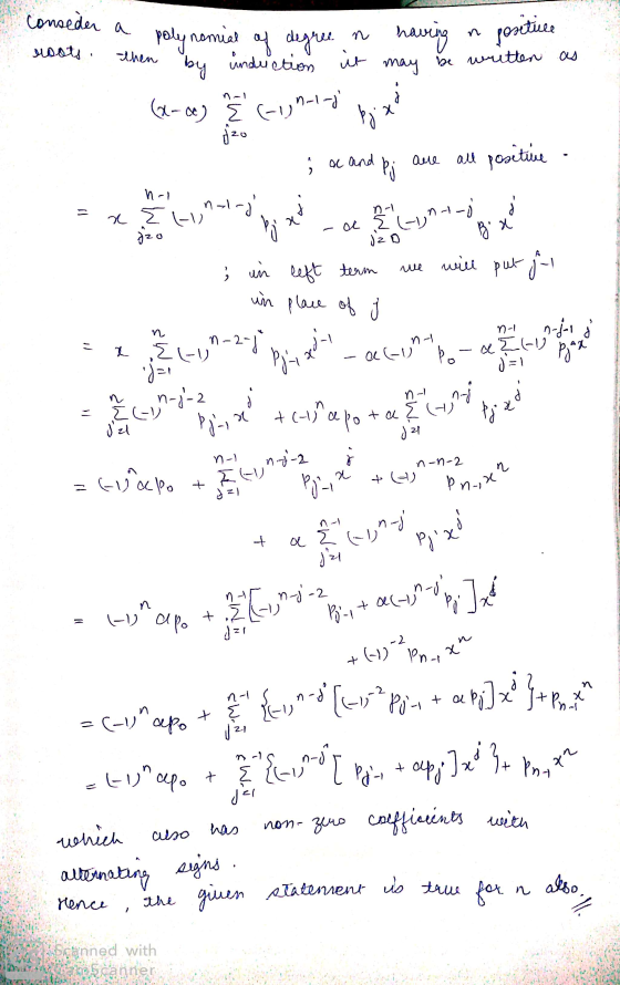 roots then by undruction may be comprometice : polynomial of degree in having a positive be written as (x-2) 2 (-ign-1-j bj x