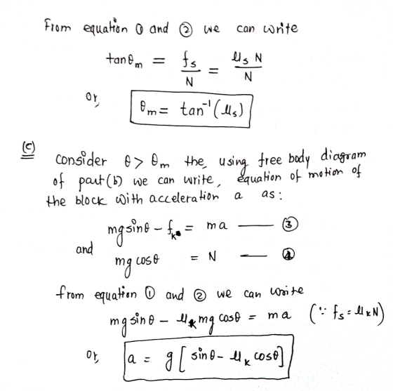 from equation 0 and © we can write N Ops Por= tan (406) consider > Om the using free body diagram of part (6) we can write e