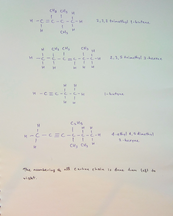 CH₃ CH3 H И – С – С – С – с - Н 2, 3,3 trimethyl l-butene О – І си, и H CH, н сиз си, сн 1 H — с -о- – С – С – Н 2,3,5 trimet