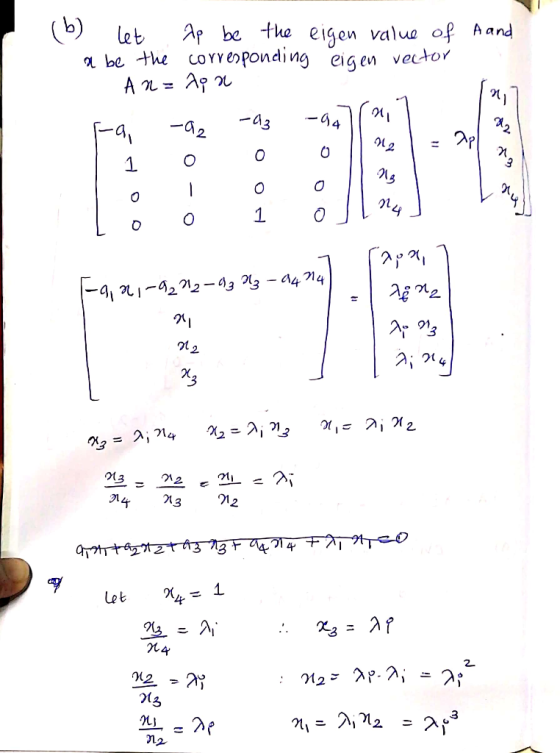a and (b) let a be the An= Ap be the eigen value of corresponding eigen vector Apa - 03 0492 -a, 1 1 -92 0 0 0 O [ 0 1 0 1 -