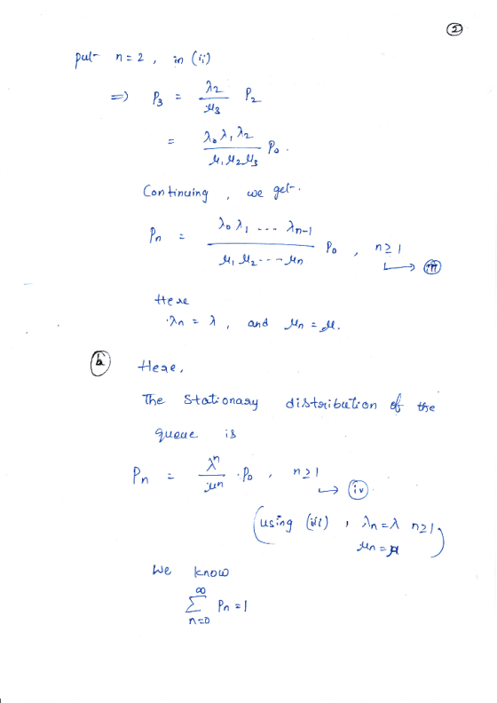 on tinuin L0e Po n2 aHeae the Stat:onaay distsributron Pn n > us ing We knoo C0 nzD