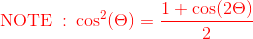 1+ cos20 NOTE : cos?(0) =