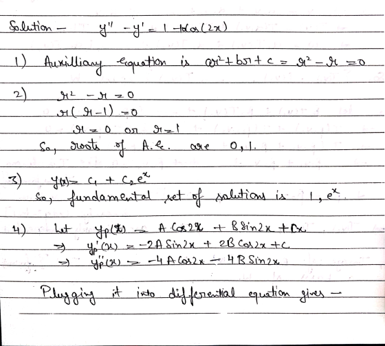 Solution - yu-Y. loa (200) E Aurilliary equation is art bite r² u zo 2) re -r zo ale-1) o ܕ 9 z o or اد ہو Se, roots of A.k.