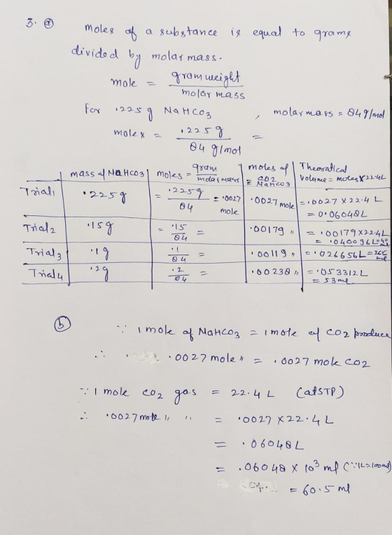 . moles of a substance is equal to grame divided by molar mass. mole = gram weight molar mass For 1225 g Natcoz molarmass = 8