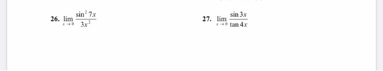 sin 7x 26. lim 27. lim sin 3x 1+ 3x *** tan 4x