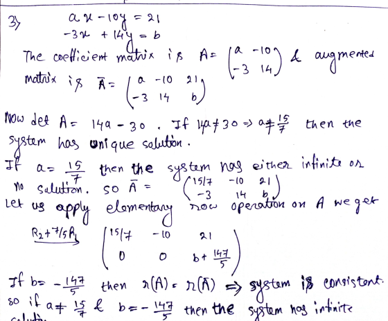 au -32 & 14 a -10 21 21 Now det A= 140-30 3) -log = 21 “Я, - The coefficient matrix is As 10 -100 -3 14 matrix is Ā= -3 14 If