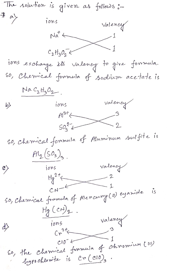 The solution is given as follows on * ay ions - Valency Nath C2H20; valency be ions ions exchange its valency to give formula