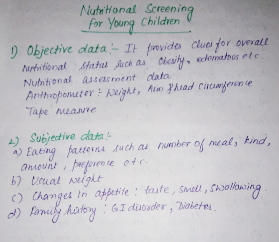 Nutnhonal Screenin For Young Children ) Objective dataIovides Clues for overalel hubitional Status Such as Chesily, edemaoos