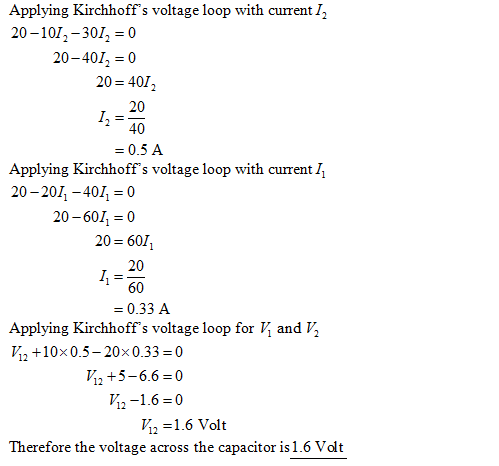 Applying Kirchhoffs voltage loop with current I2 20-10I-300 20-4010 20 40 20 40 -0.5 A Applying Kirchhoff s voltage loop wit