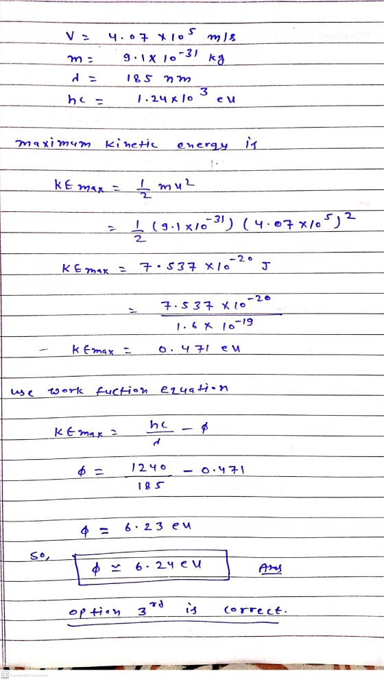 s Va m)3 ч. о+ х (о 9. 1x 10 -3 ) м. Вх Тg S7 т 3 hes 1.2Ч : Го ем тяхі тем к һено energy KE max = ₂ mu? 12 - ( 3 ) xo als ei